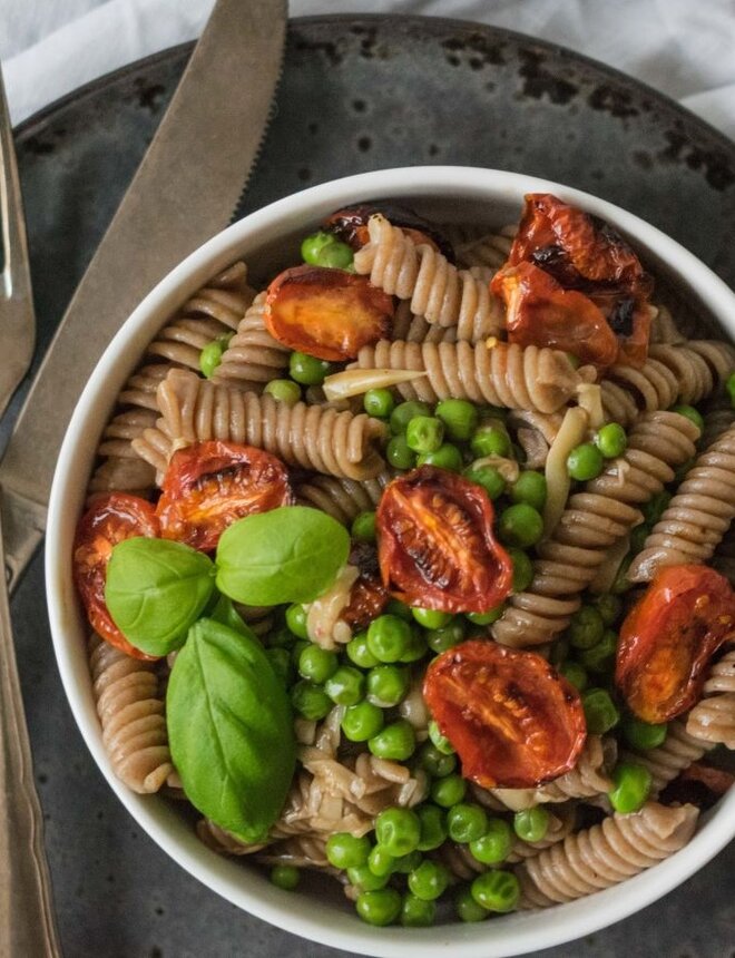 Rezept Nudelsalat mit Erbsen und Balsamico Dressing